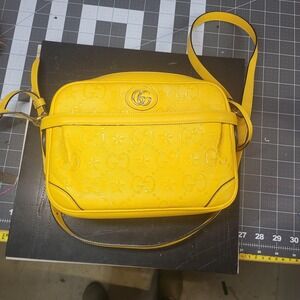 Gucci Womens Interlocking GG Star Crossbody Bag Yellow‎ Size 9"x7"x2"